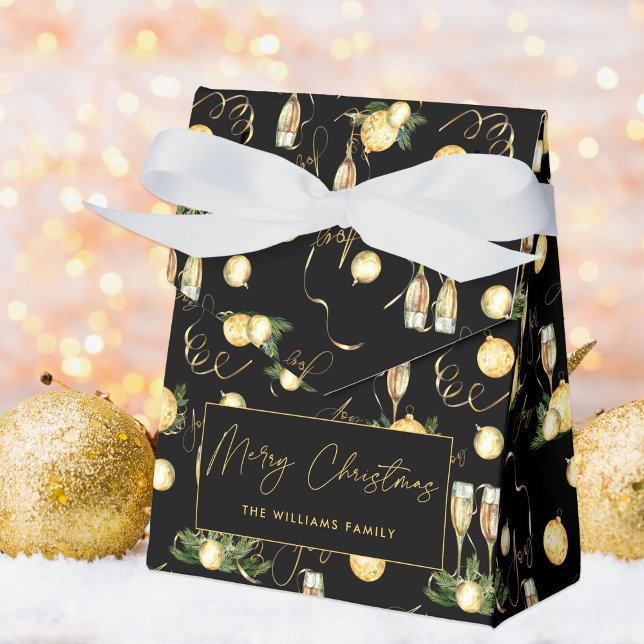 Elegant Christmas Party Black & Gold Favor Box (Creator Uploaded)