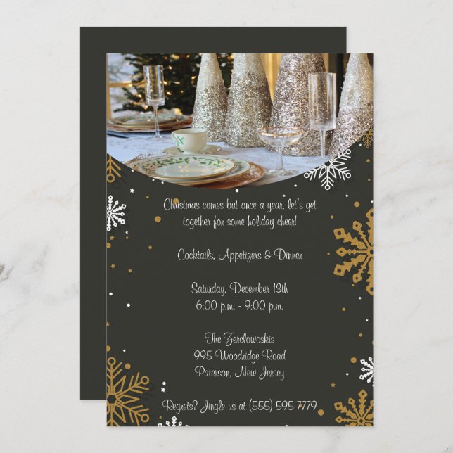 Elegant Christmas Party Invitation (Front/Back)