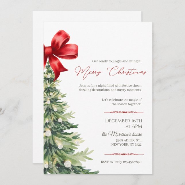 Elegant Christmas Party Invitation (Front/Back)