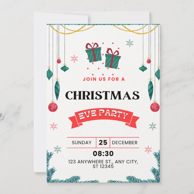 Elegant Christmas Party Invitation (Front)