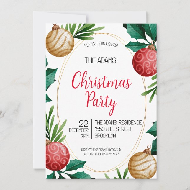Elegant Christmas Party Invitation (Front)