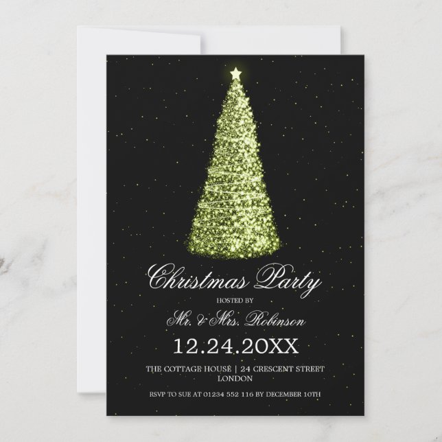 Elegant Christmas Party Lime Green Invitation (Front)