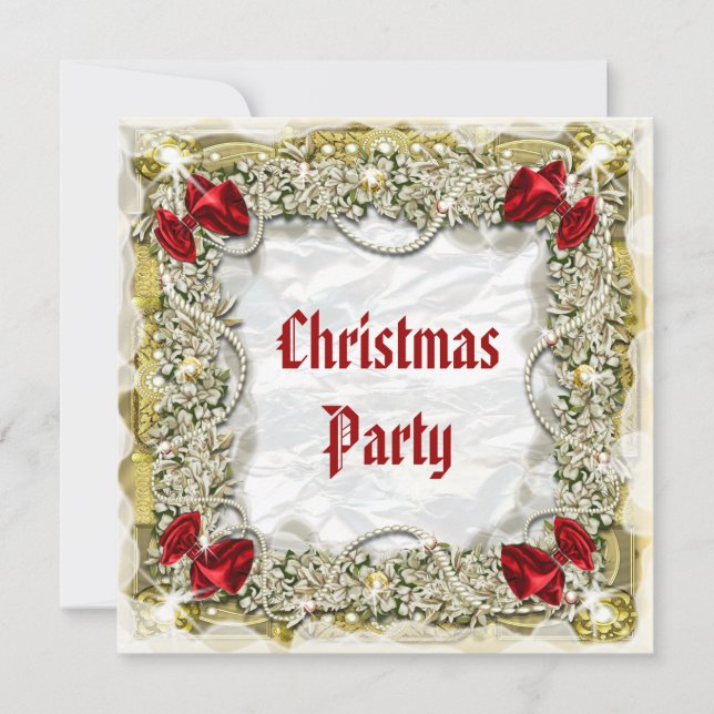 Elegant Christmas party office wreath Invitation (Front)