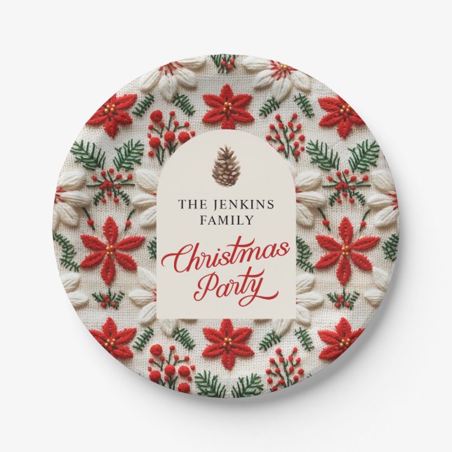 Elegant Christmas Party Personalized Paper Plates (Front)