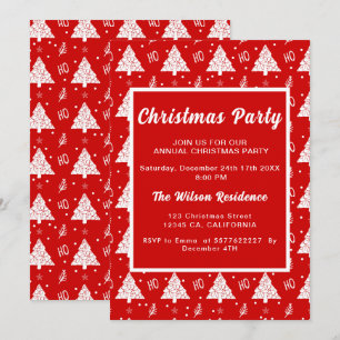Elegant Christmas Party Red Invitation