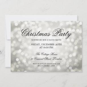Elegant Christmas Party Silver Glitter Lights Invitation