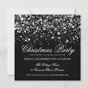 Elegant Christmas Party Silver Midnight Glam Invitation