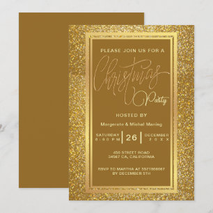 Elegant Christmas Party Sparkle Gold Invitation