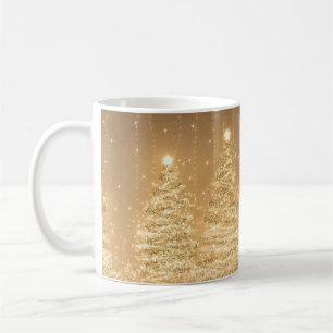 Elegant Christmas Party Sparkling Trees Copper Coffee Mug