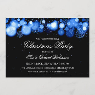 Elegant Christmas Party Winter Wonder Blue Invitation