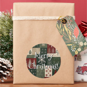 Elegant Christmas Pattern Classic Round Sticker