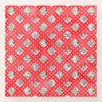 Elegant Christmas Pattern Glass Coaster