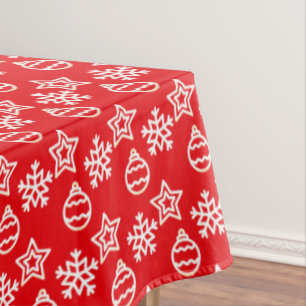 Elegant Christmas Pattern on Red Tablecloth