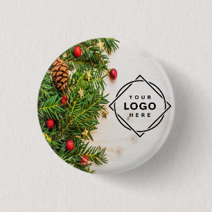 elegant christmas personalize photo  1 inch round button