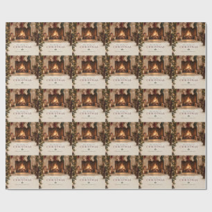 Elegant Christmas Personalized Family Stockings Wrapping Paper