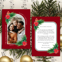Elegant Christmas Photo Card with Message on Back