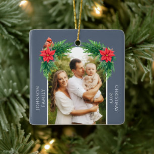 Elegant Christmas Photo Ceramic Ornament
