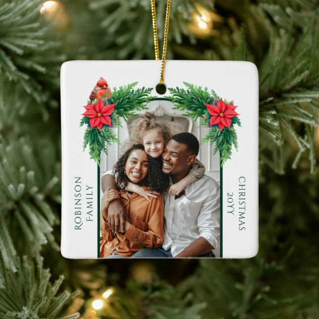 Elegant Christmas Photo  Ceramic Ornament (Tree)