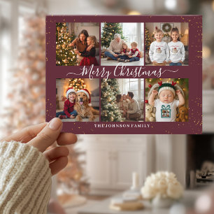 Elegant Christmas Photo Collage Holiday Postcard