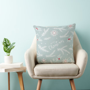 Elegant Christmas Pillow with Pine & Script