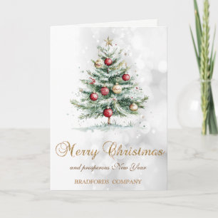 Elegant Christmas Pine Tree Balls ,Bokeh  Holiday Card