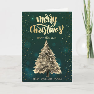 Elegant Christmas Pine Tree Green Christmas Holiday Card