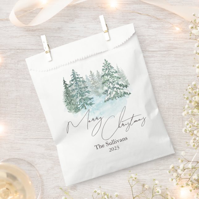 Elegant Christmas Pines Holiday Party  Favour Bag (Clipped)