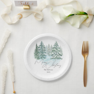 Elegant Christmas Pines Holiday Party  Paper Plate
