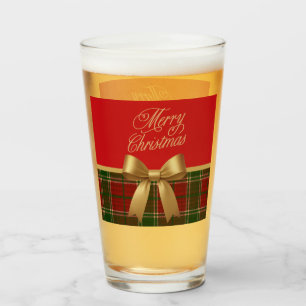 Elegant Christmas Plaid Glass Cup