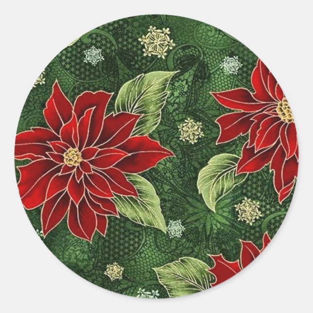 Elegant Christmas Poinsettia Stickers (Front)