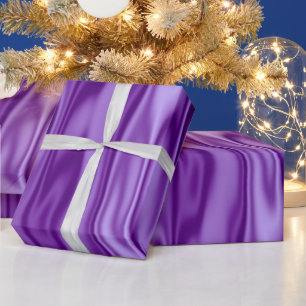Elegant Christmas Purple Faux Satin Graphic Wrapping Paper