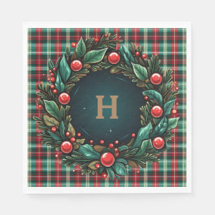 Elegant Christmas Red and Green Plaid  Napkin