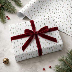 Elegant Christmas Red Berry Evergreen Botanical Wrapping Paper