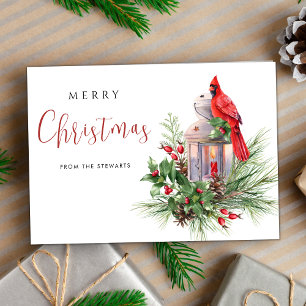 Elegant Christmas Red Cardinal Modern Holiday Card