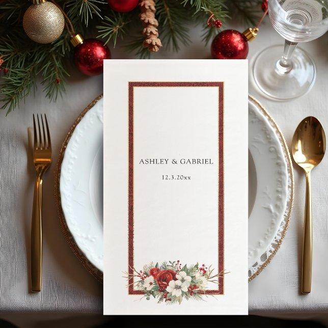 Elegant Christmas Red Damask Floral Napkin (Creator Uploaded)