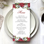 Elegant Christmas Red Poinsettia Wedding Dinner Me Menu<br><div class="desc">For further customization,  please click the "customize further" link and use our design tool to modify this template.</div>