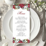 Elegant Christmas Red Poinsettia Wedding Menu Card<br><div class="desc">For further customization,  please click the "customize further" link and use our design tool to modify this template.</div>
