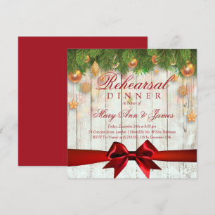 Elegant Christmas Rehearsal Dinner Gold Decor Invitation