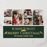 Elegant Christmas Reindeer Family Photo Collage  Foil Holiday Card<br><div class="desc">Elegant Christmas Reindeer Family Photo Collage</div>