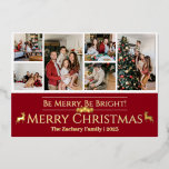 Elegant Christmas Reindeer Family Photo Collage  Foil Holiday Card<br><div class="desc">Elegant Christmas Reindeer Family Photo Collage</div>