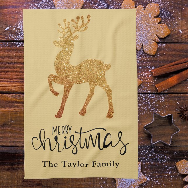 Elegant Christmas Reindeer Kitchen Towel (Creator Uploaded)