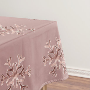 Elegant Christmas Rose Gold Snowflakes Pattern Tab Tablecloth