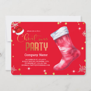 Elegant Christmas Santa's hat,Christmas Stocking Invitation