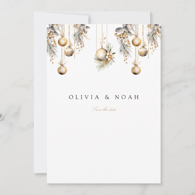 Elegant Christmas Save The Date Wedding Card (Front)