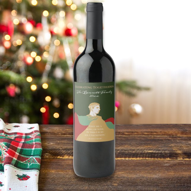 Elegant Christmas Script Quote Custom Colour  Wine Label (Creator Uploaded)