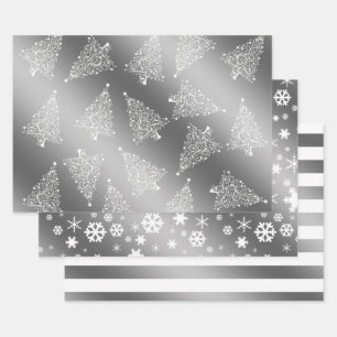 Elegant Christmas silver & white pattern  Wrapping Paper Sheet