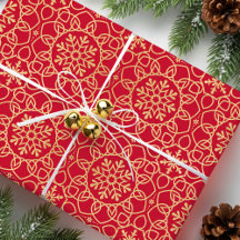 Elegant Christmas Snowflake Faux Gold Red