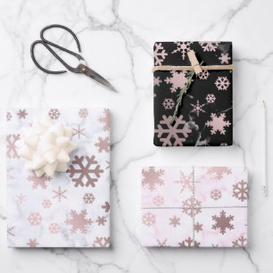 Elegant Christmas snowflake marble pattern   Wrapping Paper Sheet