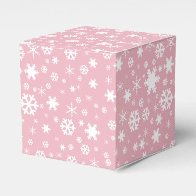 Elegant Christmas snowflake pattern pastel pink Favor Box (Front Side)