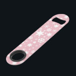 Elegant Christmas snowflake pattern pastel pink Speed Bottle Opener<br><div class="desc">Modern and cute Christmas pattern featuring white snowflakes on a pastel pink background.</div>